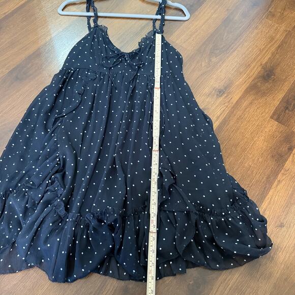 Abercrombie & Fitch Y2K Polka Dot Ruffle Babydoll Tank Dress Romantic Navy Sz L - Picture 3 of 6